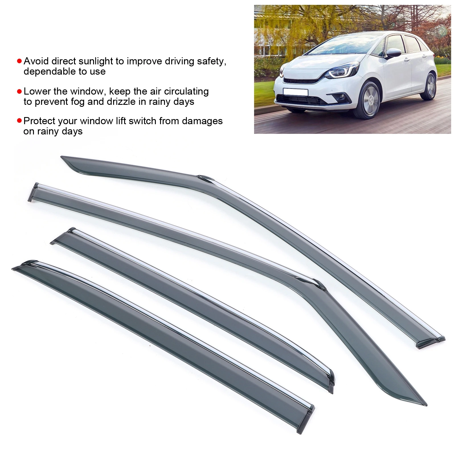 

Дефлекторы окон (ветровики) для Jazz/Fit 2020+ от солнца и дождя