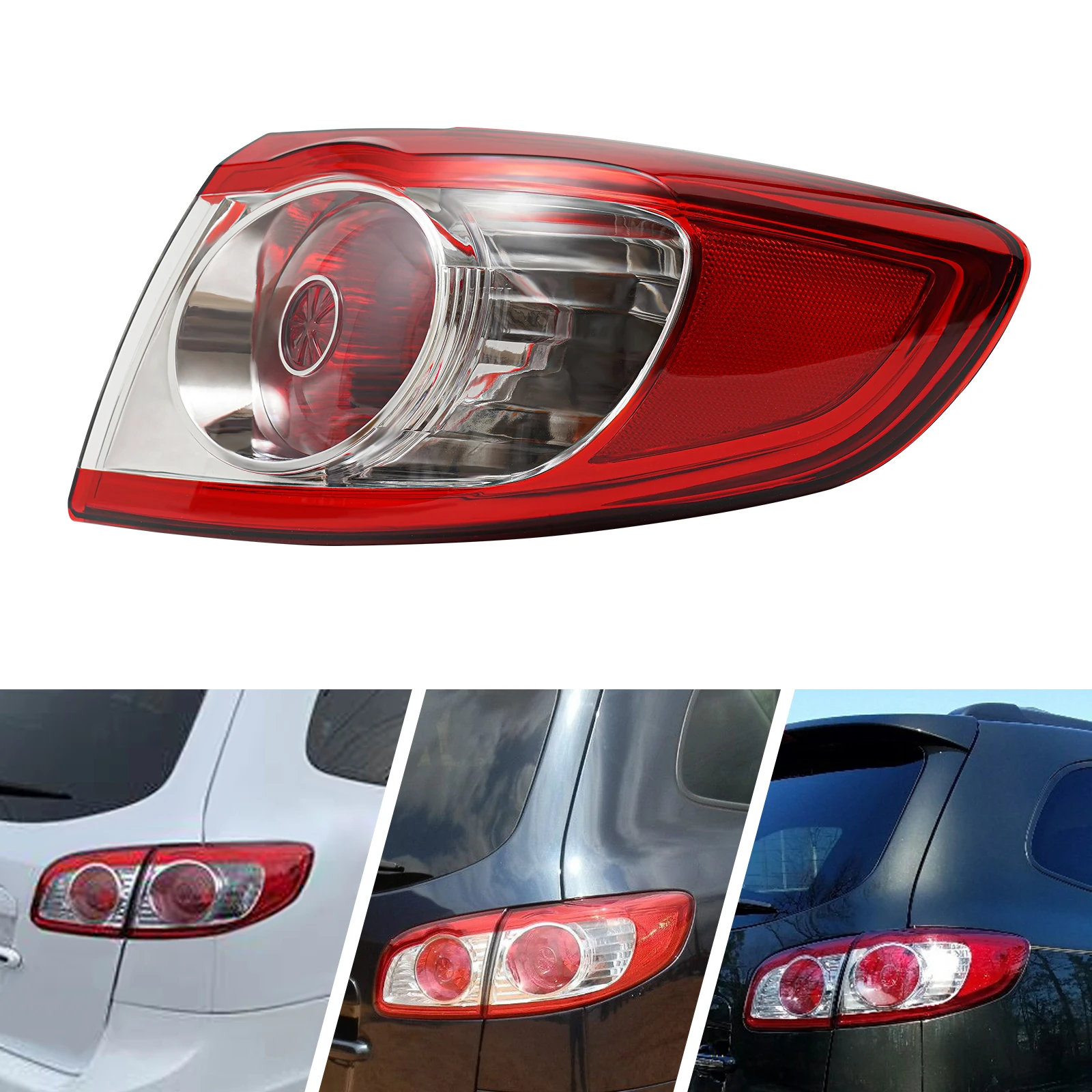 Rechte Rückleuchte für 2010–2012 Hyundai Santa Fe, Halogen-Signal, Bremse, Rückfahrscheinwerfer, rote Linse, ABS-Gehäuse, direkter Ersatz