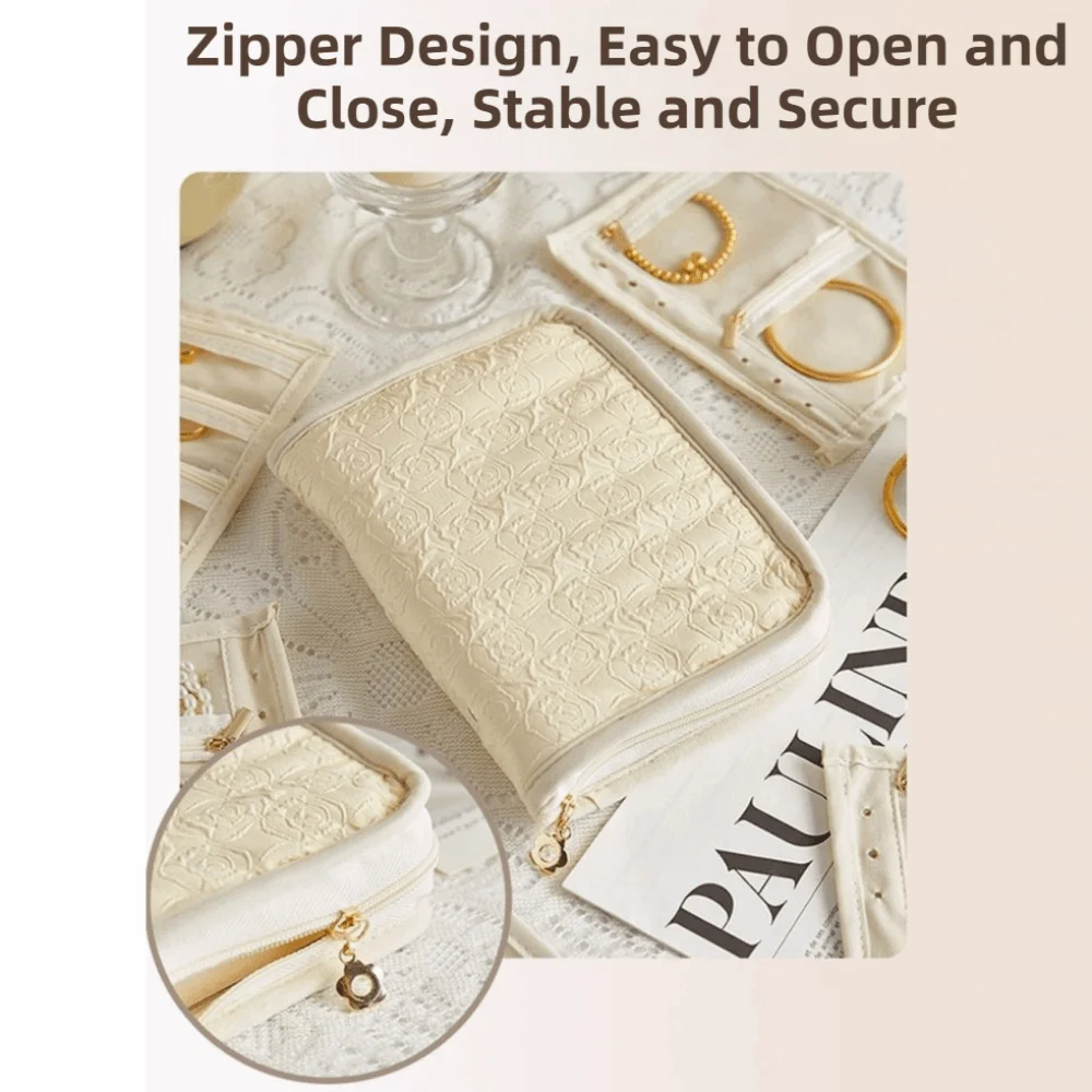 

Fashion Travel Jewelry Organizer Large Capacity Delicate Jewelry Storage Bag Durable Rose Pattern Necklace Storage Pouch