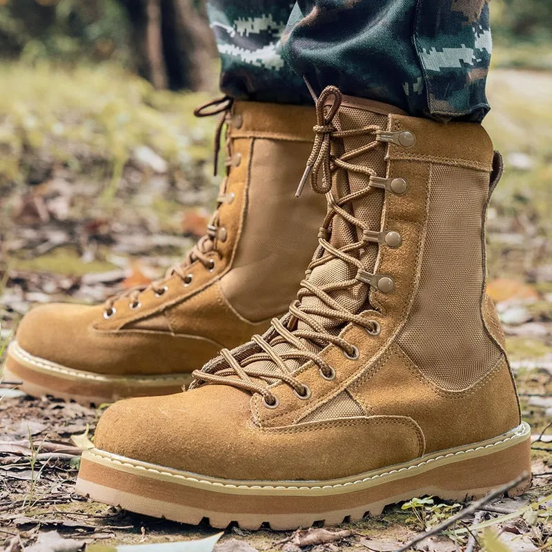 

High Top Combat Boots Wearproof Work Shoes Men Outdoor Sports Training Desert Hiking Boots Tactical Boot