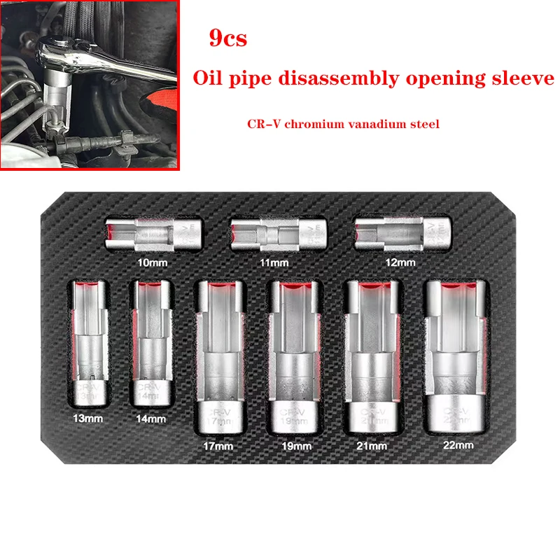 9-Piece Slotted YouTube Sleeve, Oxygen Sensor Wrench, Fuel Pipe Removal Repair Tool