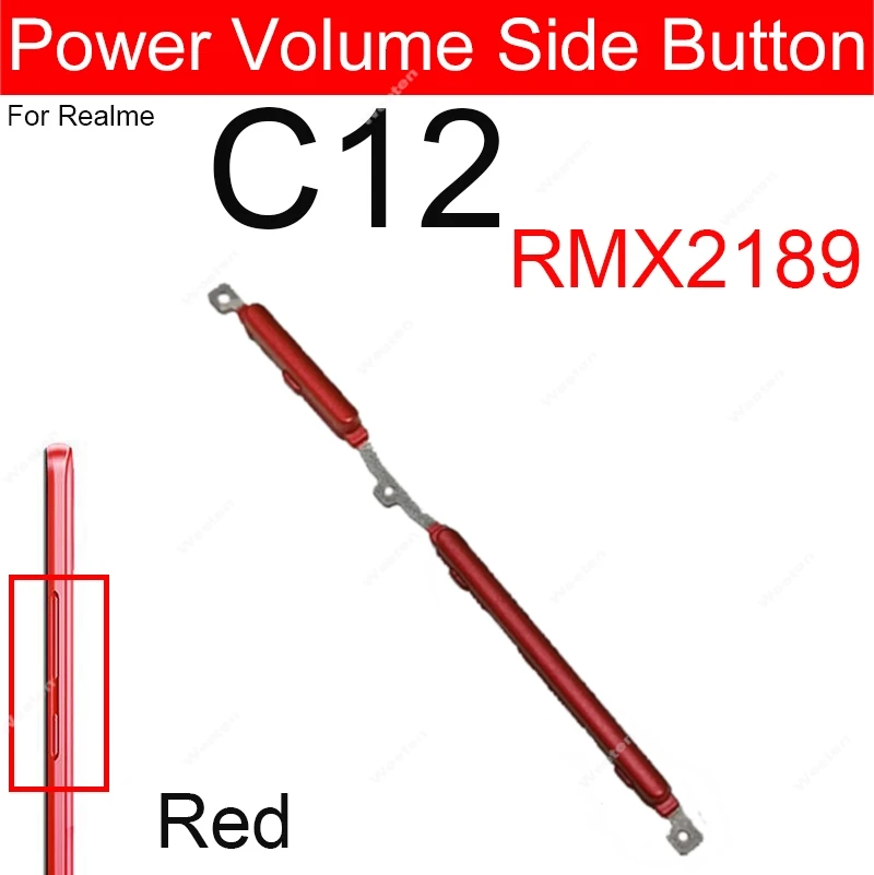 For Realme C11 C12 C15 C17 On OFF Button Power Volume Up Down Side Key Replacement Parts