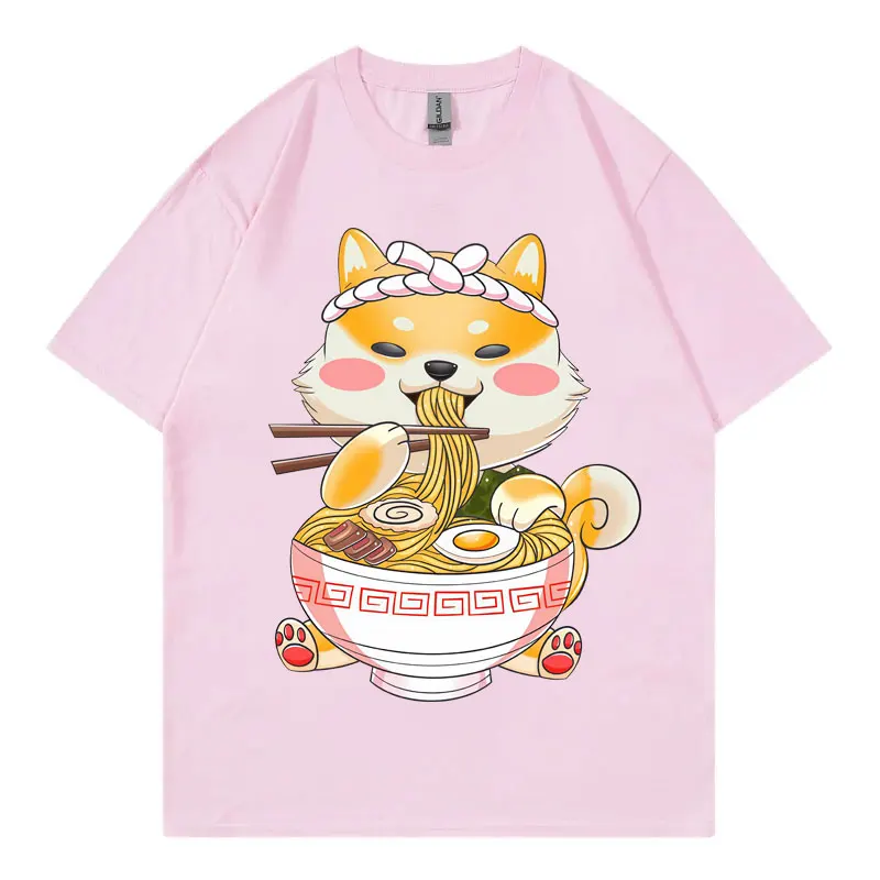 Japanese Ramen Cat Graphic T Shirts Men Women Clothing Fashion Cartoon Short Sleeve T-shirts Summer Casual Comfort Loose T-shirt