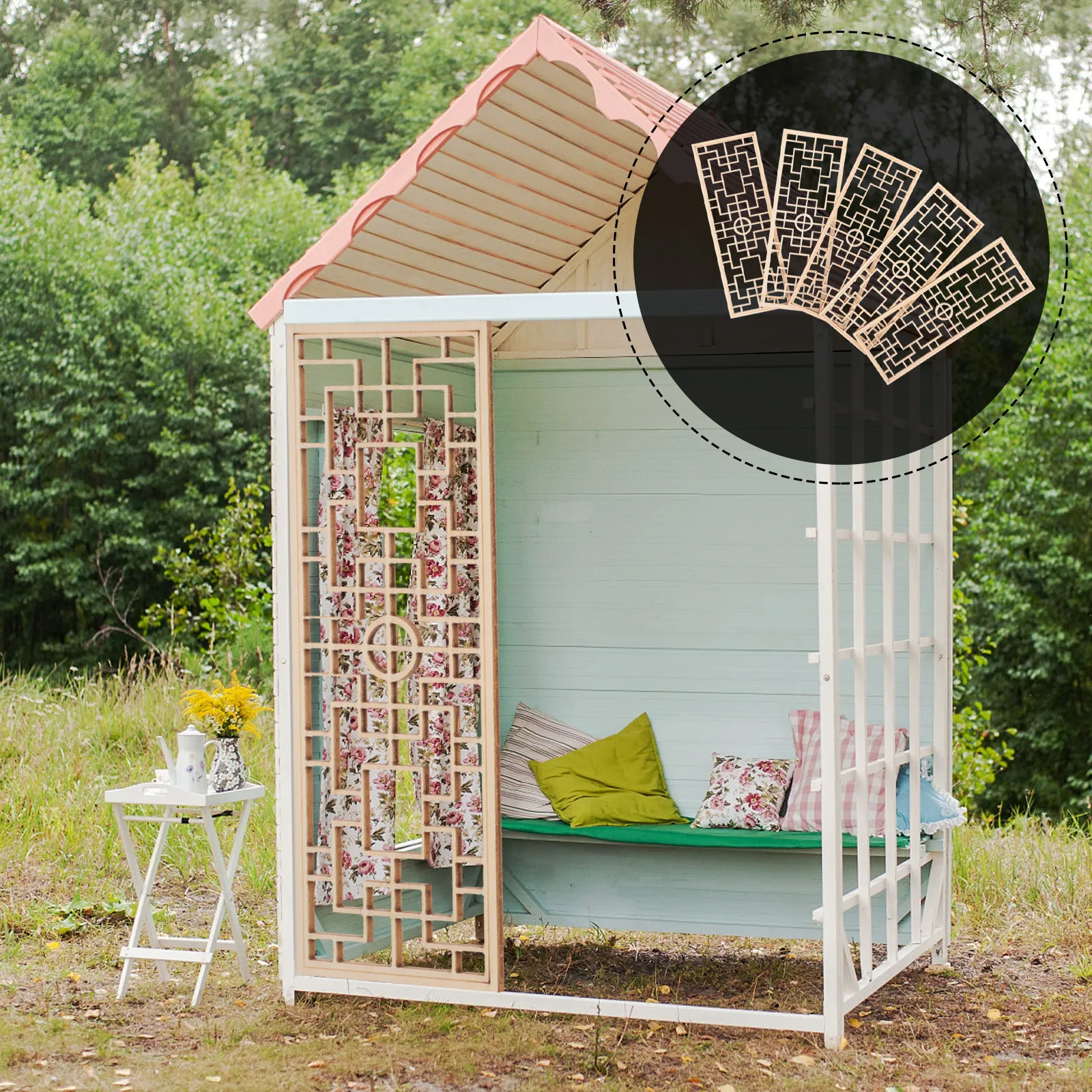 

Набор из 5 миниатюрных декоративных ширм в китайском стиле для песочницы, аксессуар для микроландшафта, декор для мини-домика и рабочего стола