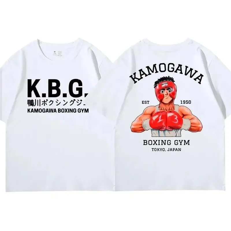 Anime Hajime No Ippo Kamogawa Boxing Gym Men Cotton T Shirt Makunouchi Takamura Celin KGB Print T Shirt Casual T Shirt Women