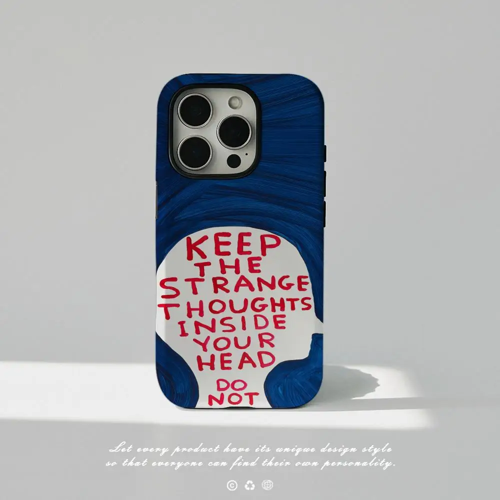 Capa de telefone para iphone 17 16 15 14 13 12 pro max plus brilhante hd dupla camada líquida casca dura davids shrigley