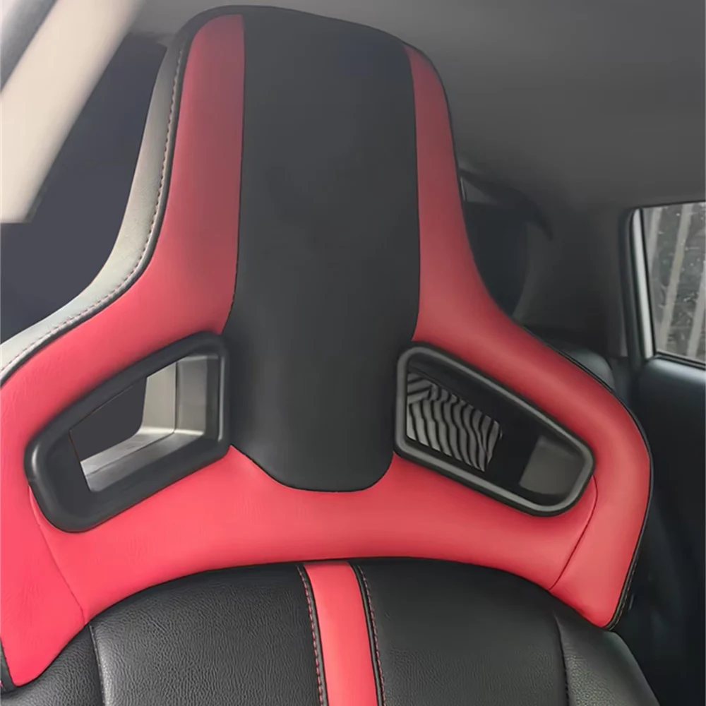 

TIYPEOR 1 PCS Car Sport Headrest Comfort PVC Leather Plug&Play Neck Pillow 14mm Modified Universal Black Racing Seat H