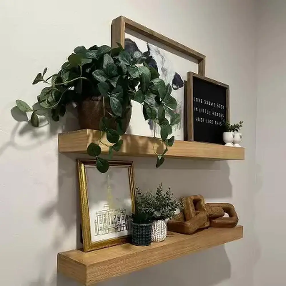 Solid Wood Floating Shelf Bracket System Installation Dark Brown 36in Open Shelves Forest Stewardship Certifiedanchorsscrews