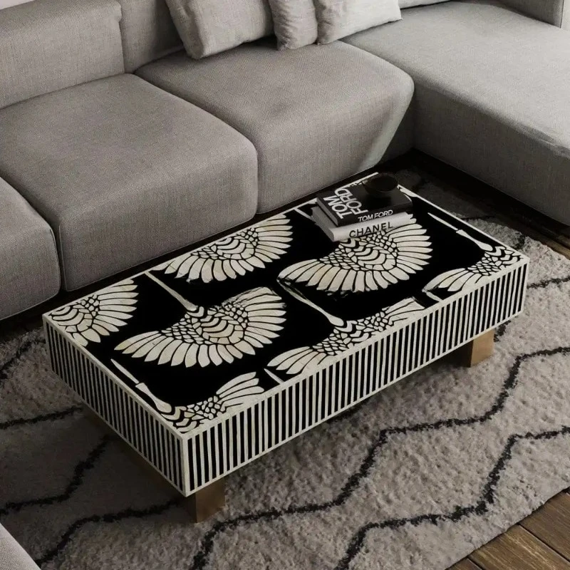 

High-quality living room furniture small square shape new black and white design