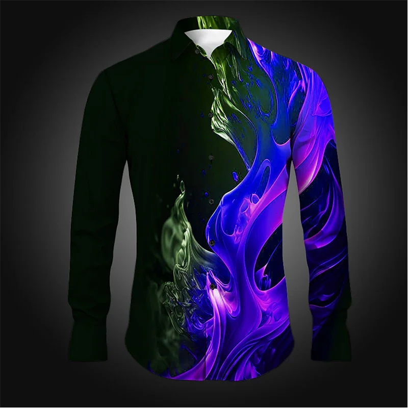 Flame Abstract Men\'s shirt Everyday casual comfortable elegant clothing top extra size