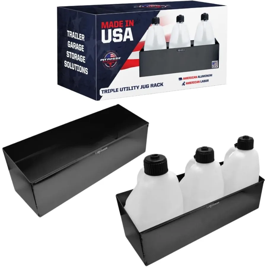

436BK Тройная универсальная полка для кувшина для топлива, полка 34,5 подходит для 3 кувшинов с пятью галлонами, сделано в США, закрытый гоночный прицеп, гаражный магазин Stor