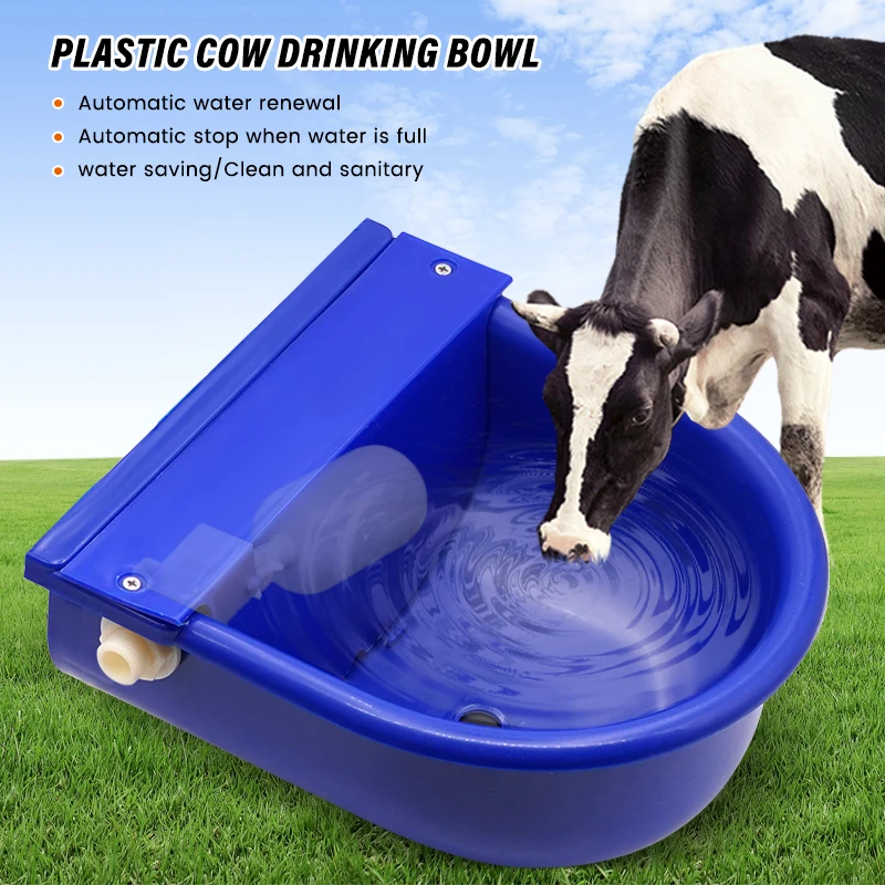 1 Pc Automatic Livestock Cattle Goat Sheep Water Drinker Eqipment Plastic Feeding Bowl with Drain Hole Float Valve Free Shipping