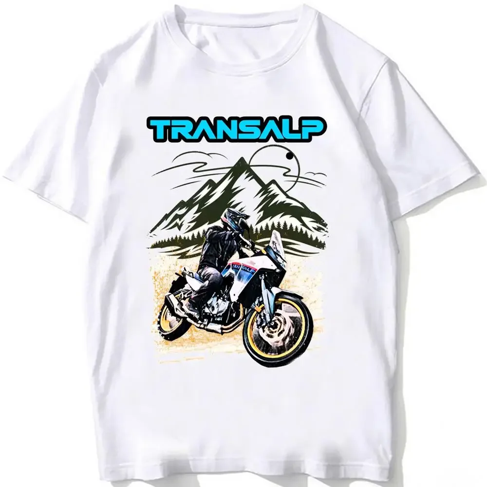 Japan Legend Transalp XL750 Motorcycle Riding T-Shirt New Summe Men's Short Sleeve Moto Sport Hip Hop Boy Casual White Tees Tops