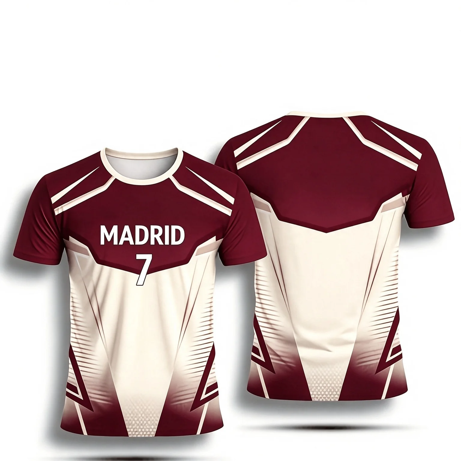 Men Polyester Soccer Jersey Short Sleeve Madrid 7 Print Breathable Sport Football Shirt Multiple Colors