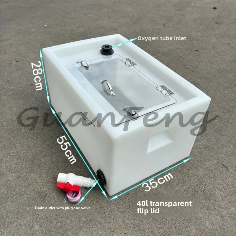 Heavy‑Duty Thickened Live Fish Transport Barrel, Transparent  Water Tank with Hand‑Pull Trolley, Car Trunk Aquaculture Fish