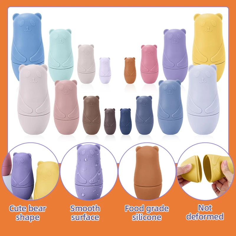 Siliconen Matryoshka Stapelen Speelgoed Russische Nesting Dolls Baby voor Kinderen Siliconen Stapelblokken Pop Binnen Pop Speelgoed Interact