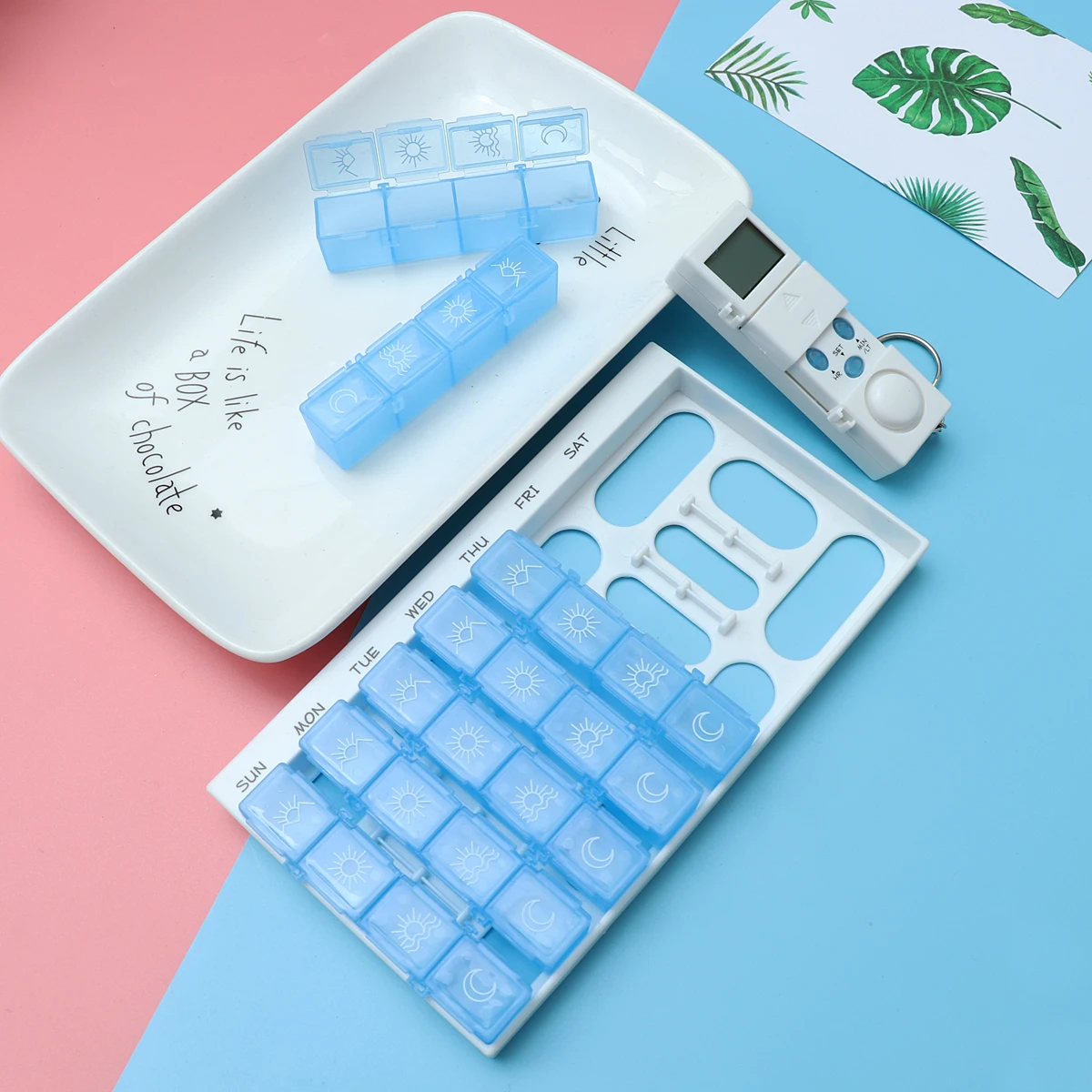 

Еженедельная лекарства, 7-дневный дорожный набор, многоразовый синий таймер для витаминов, таблеток, ganizer, 7-дневный ганайзер для таблеток, здравоохранение