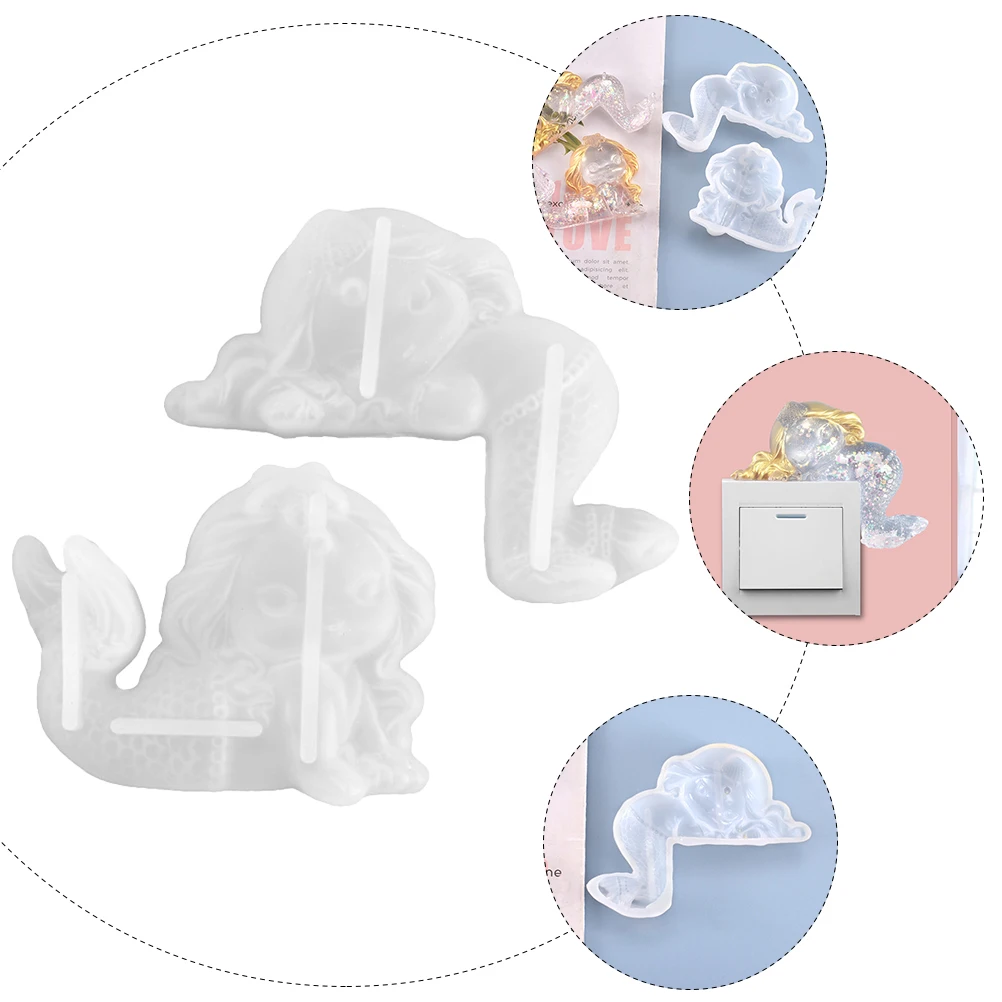 

2pcs Crystal Mermaid Ornament Molds DIY Silicone Epoxy Casting Moulds Desktop Decor Cake Toppers Kids Toys Non-Stick Mermaid