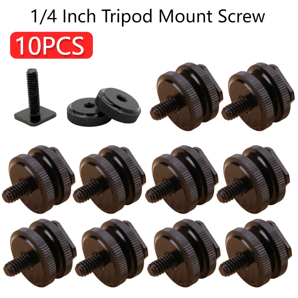 1/4 Inch Tripod Screw To Flash Hot Shoe Adapter Black Screw Adapter Tripod Bracket Hot Shoe Mount for Camera Studio Accessory