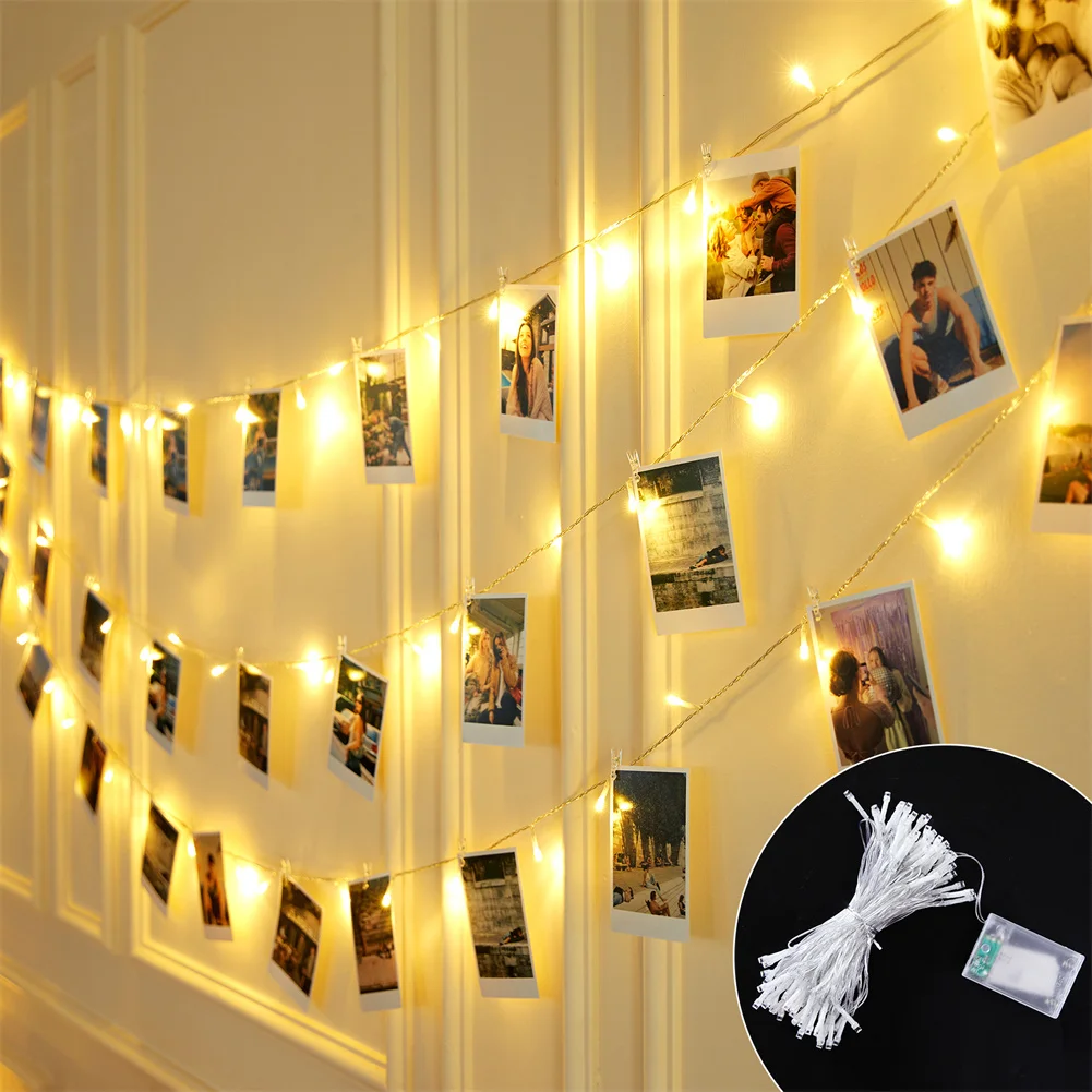 LED Photo Clip String Lights Battery Powered Starry Fairy Lights For Hang Pictures Cards Wall Christmas Wedding Party Decoration