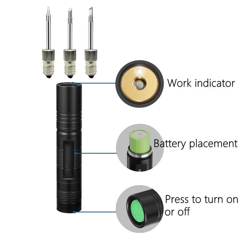 Nuova interfaccia E10 saldatore a batteria saldatore wireless USB elettrico 18650 alimentato a batteria con luce a LED