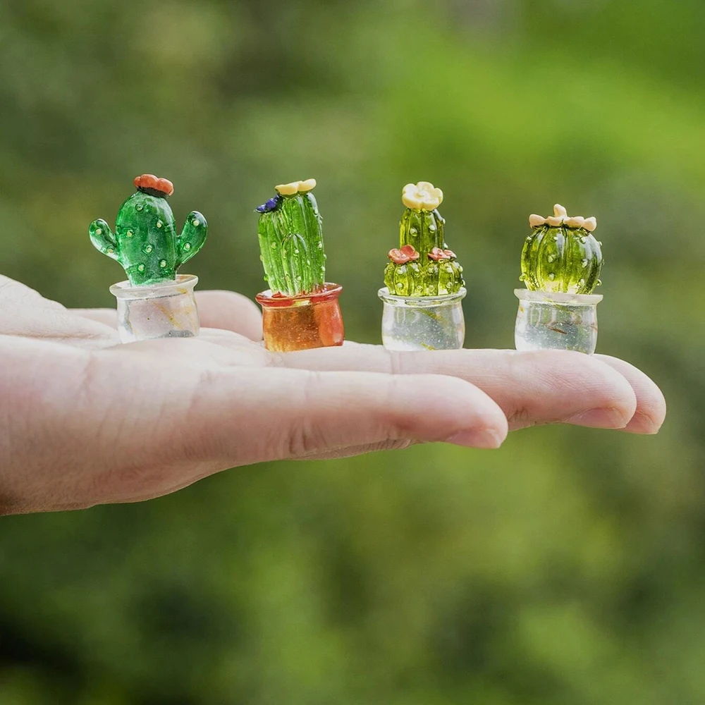 محاكاة الصبار سيارة مرآة الرؤية الخلفية زخرفة شفافة الراتنج الحرفية تلفزيون الكمبيوتر الديكور