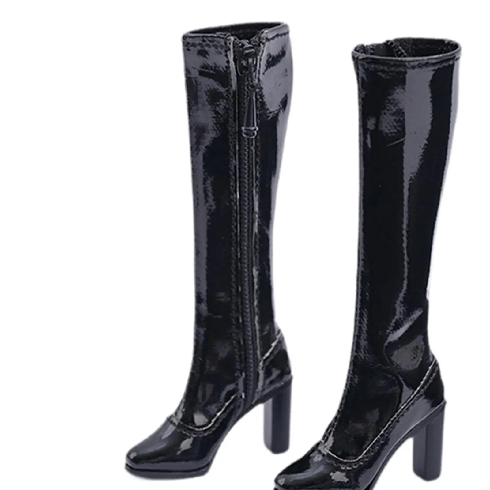 Botas largas hasta la rodilla para mujer, zapatos informales de cuero PU con cremallera lateral, bota de vaquera para muñeca de acción de 12 pulgadas, cuerpo de disfraz, 1/6