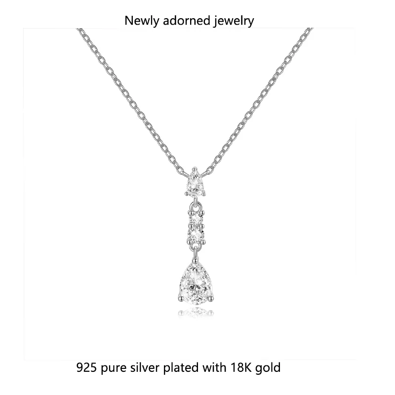 

Серебро 925, кулон из муассанита, ожерелье с тонкой талией, женское модное простое и ожерелье с каплями свежей воды, ювелирный подарок