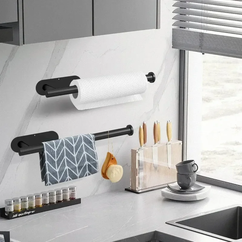 

Stainless Steel Paper Towel Holder Wall Mount Self Adhesive Drilling Under Cabinet Kitchen No Punching Hanging Paper Towel Rack