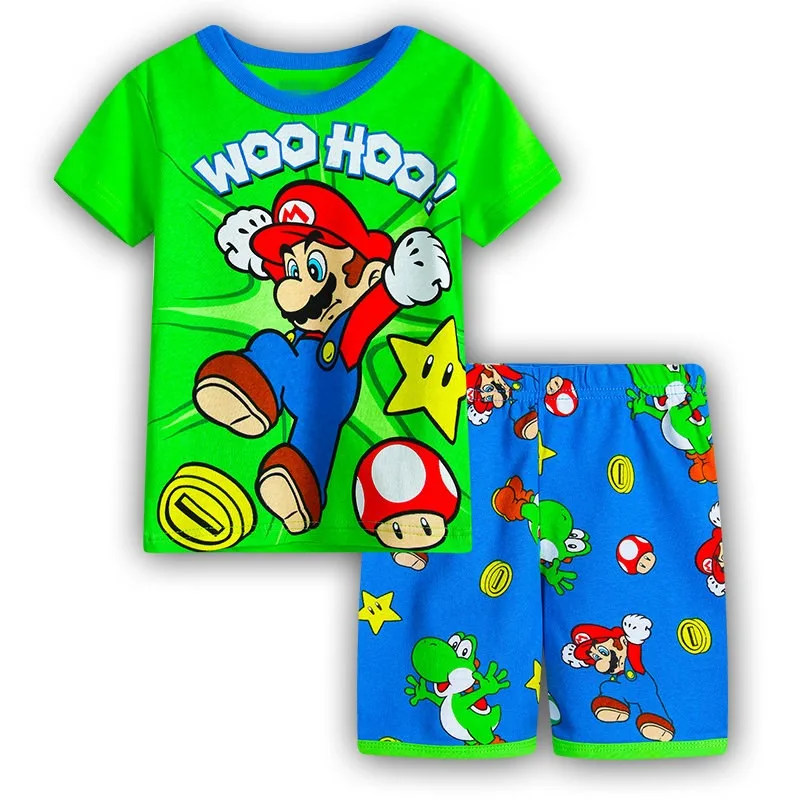 Game Super Marios Bros Cartoon Pajamas Clothing Shorts Summer Boys Short Sleeved Loungewear Cotton Print Home Decor Gifts