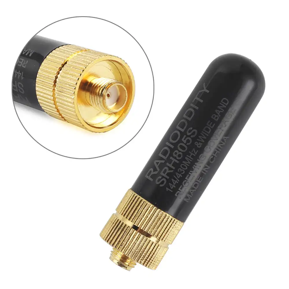 Короткая антенна SRH-805s, двухдиапазонная (VHF/UHF), с разъемами SMA, BNC, TNC для раций Baofeng, Kenwood, HYT, Yaesu, Icom, Motorola, а также для любительских радиостанций.