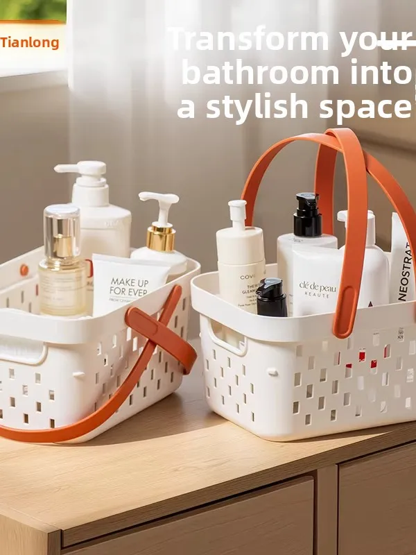 

Портативная корзина для ванной, корзина для хранения геля для душа в студенческом общежитии, органайзер для ванной комнаты, цвет макарон, американский стиль, PLA