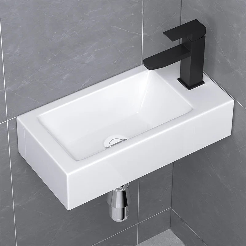 Small apartment wall-mounted wash basin narrow edge deepening ceramic hanging basin bathroom balcony mini wash basin