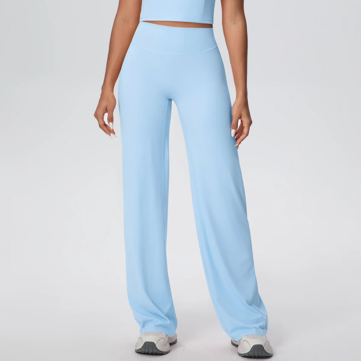 กางเกงขายาวทรงตรงสำหรับผู้หญิง ระบายอากาศได้ดี ไม่รัดรูปเหมือนเลกกิ้งกีฬา เอวสูง ยืดหยุ่น สวมใส่สบาย เหมาะสำหรับออกกำลังกาย กางเกงโยคะขายาวทรงกว้าง
