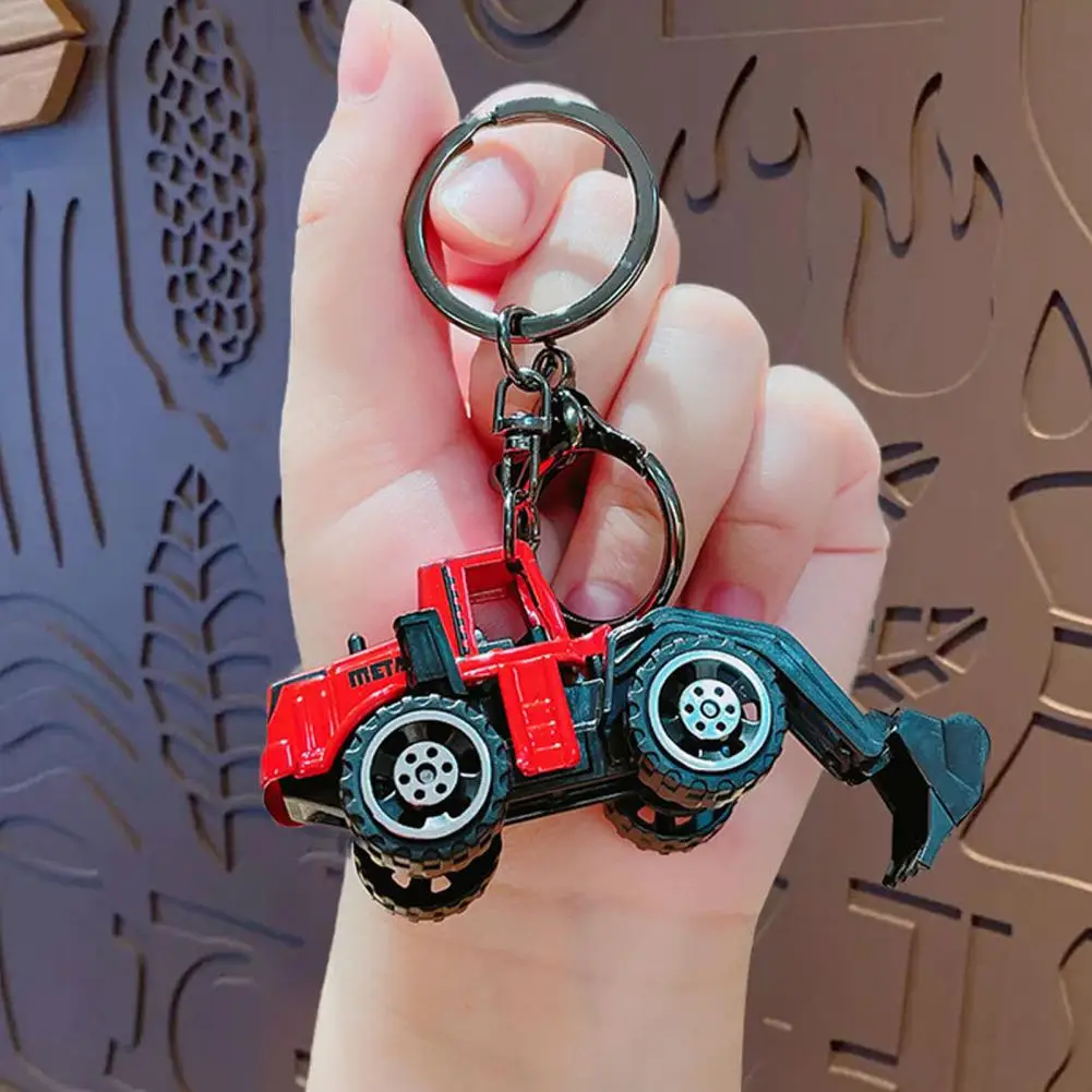 Keychain Pendant Black Technology Keychain Mini Engineering Car Keychain Cartoon Pull Back Toy Pendant Anti-detachable Hook