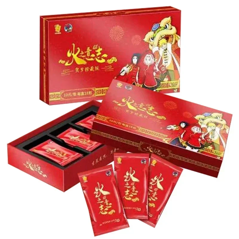 New Naruto Card New Year Gift Box New Year\'s Edition Will of Fire Rare Red Gold SSP Collection Card Board Game Children\'s Gift