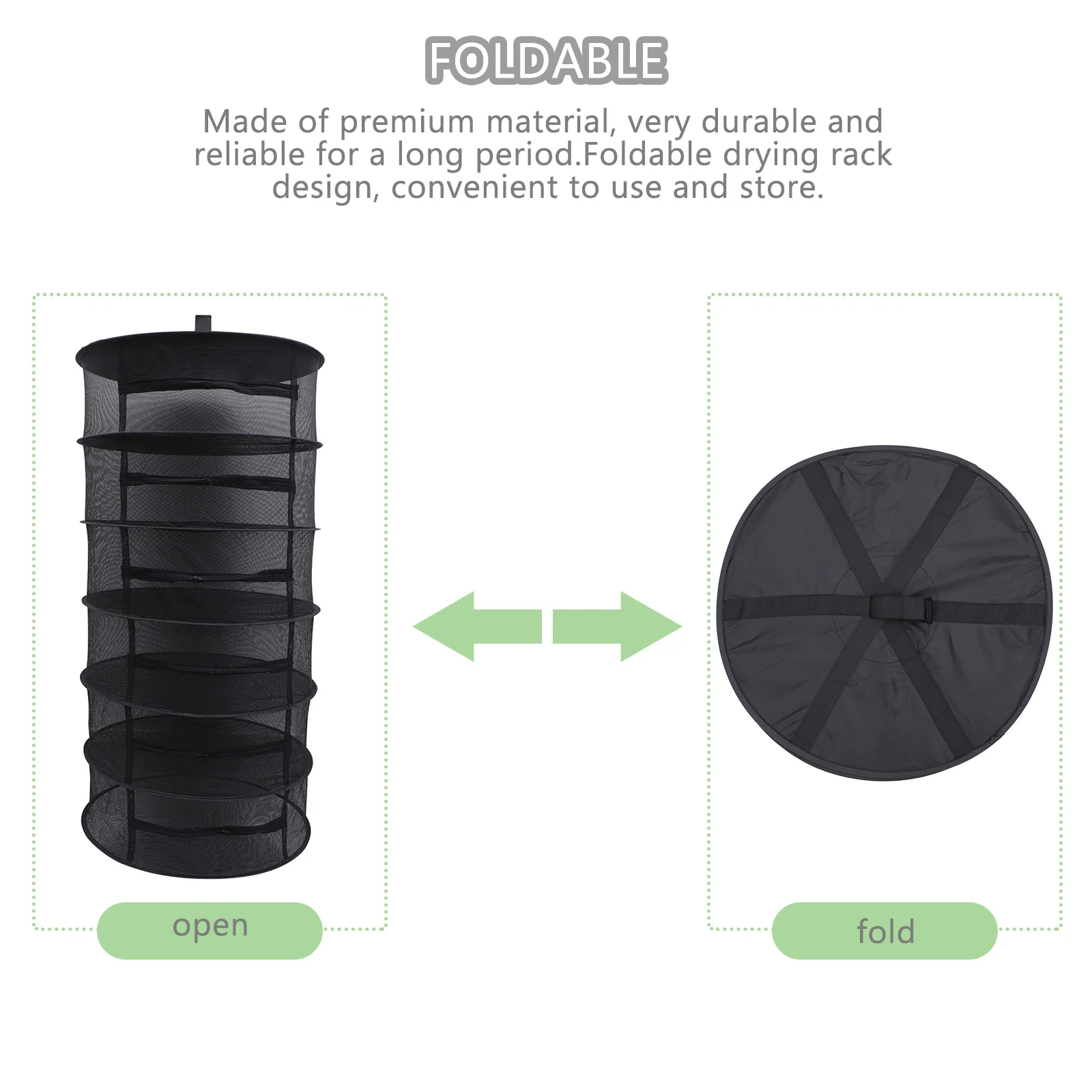 

Foldable Drying Net Large Size Black Steel Ring Mesh Herb Drying Rack Net Outdoor Hanging Dryer Vegetables Fish Storage