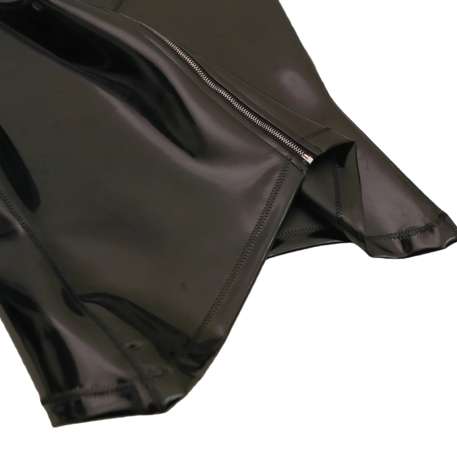 الرجال بو الجلود سترة بلا أكمام مثير زيبر الجبهة قميص أسود أنيق