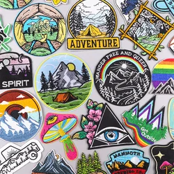 Mountain Adventures Patch Iron On Patches On Clothes DIY Outdoor Embroidered Patches For Clothing Sewing Applique Fusible Patch
