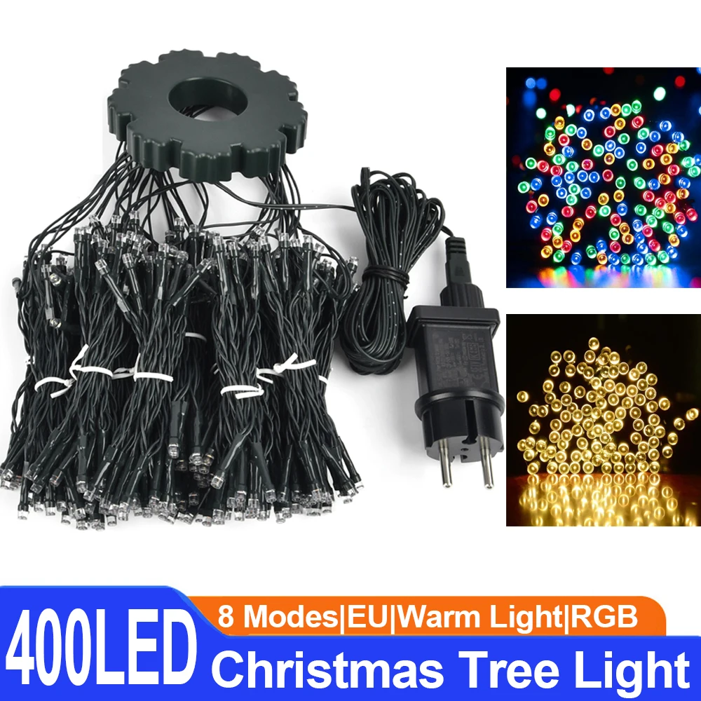 2er-Pack LED-Weihnachtsbaum-Dekor-Licht für den Außenbereich, 5,8 m/2 m, Urlaubs-Lichterkette, wasserdicht, für Garten, Weihnachten, Silvester, Hochzeitslampe