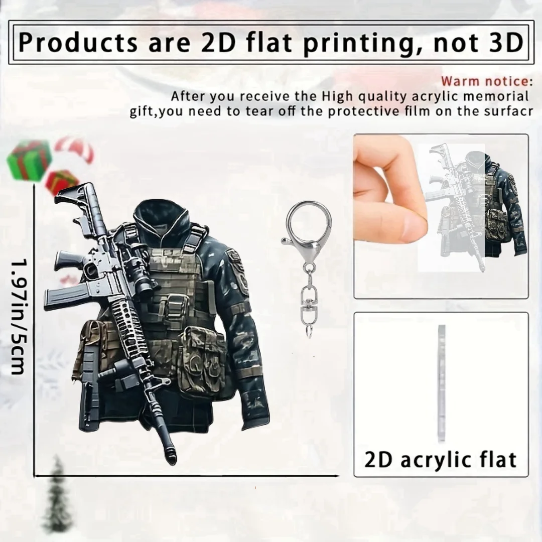 Special Forces Equipment Pendant Keychain,Military-Style 2D Flat Acrylic Ornament,Hanging Decoration for Car,Bags,Festive,Gift view 6