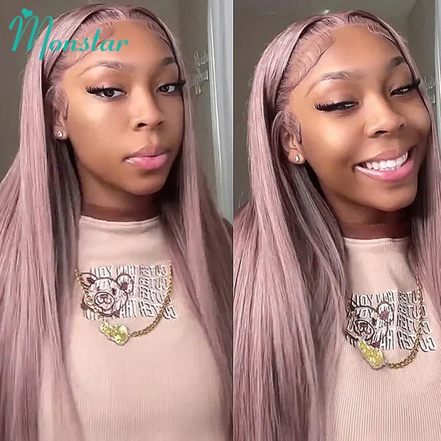 30 40 Inches Ash Purple 13x6 Hd Lace Frontal Wigs Rose Gold Hair