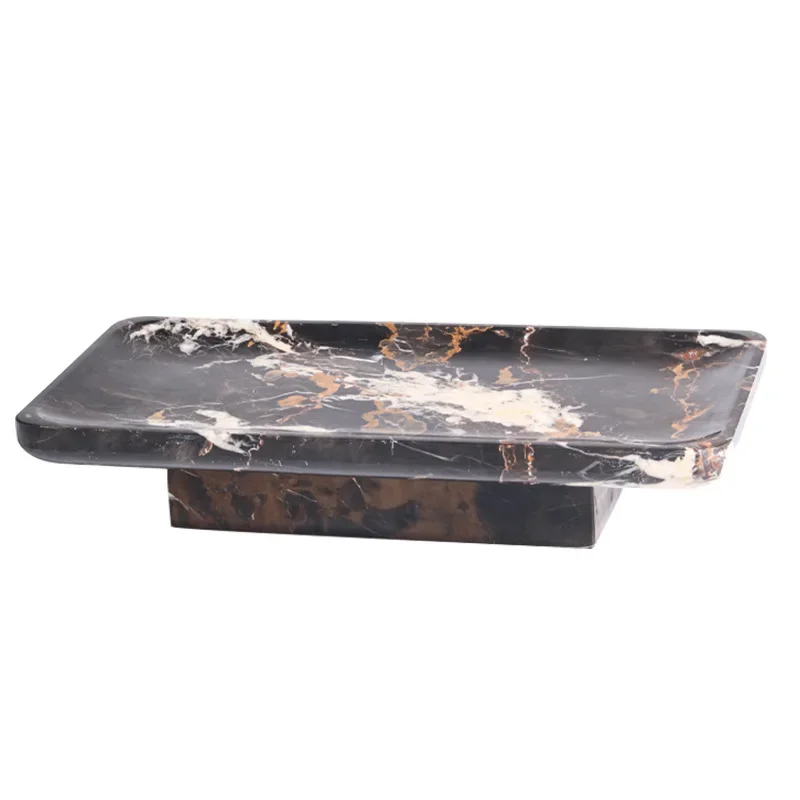 

New Chinese style, light luxury ornaments, rectangles, imitation marble trays, model houses