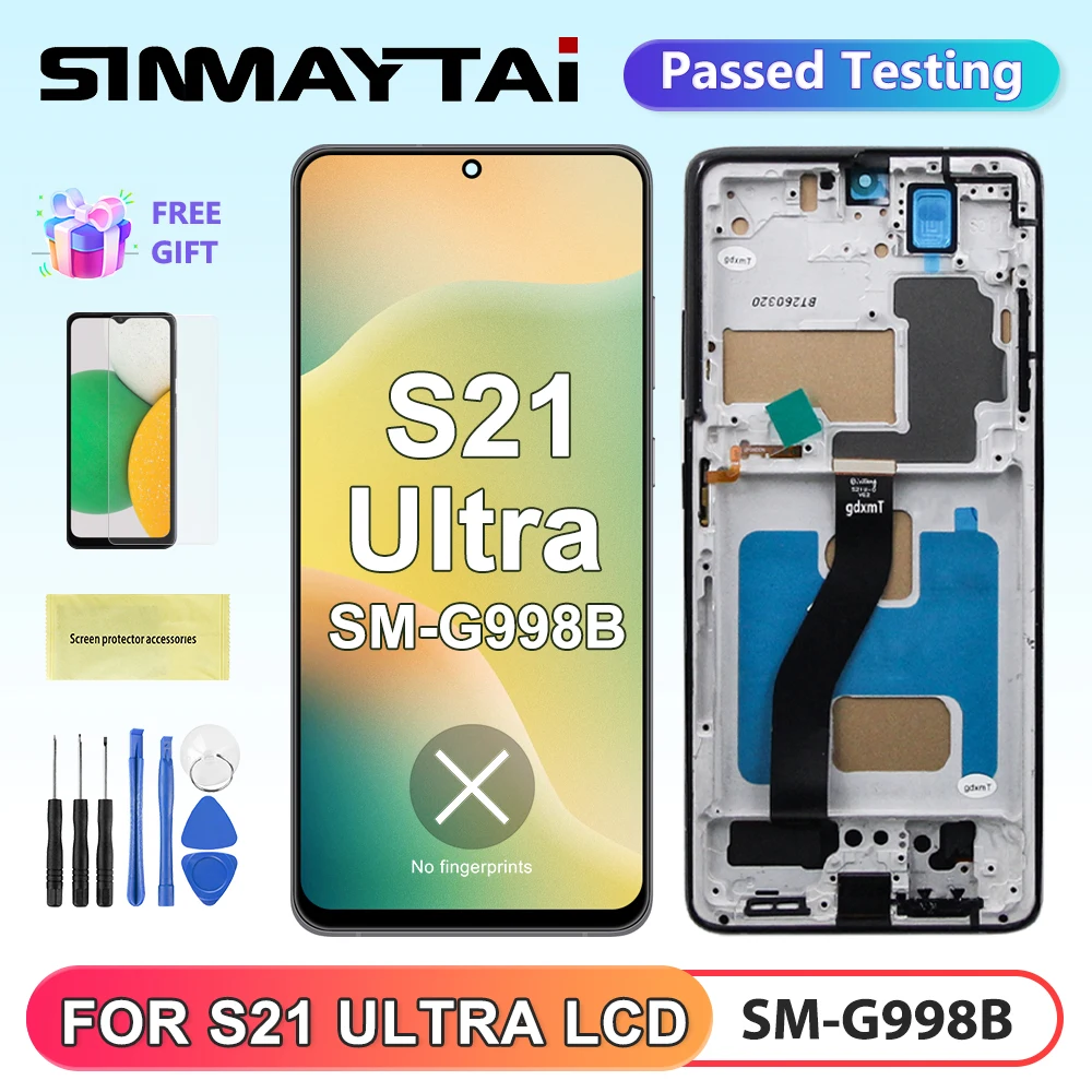 TFT Display For Samsung Galaxy S21 Ultra LCD Touch Screen Assembly For S21 Ultra SM-G998B/DS SM-G998B LCD With Frame