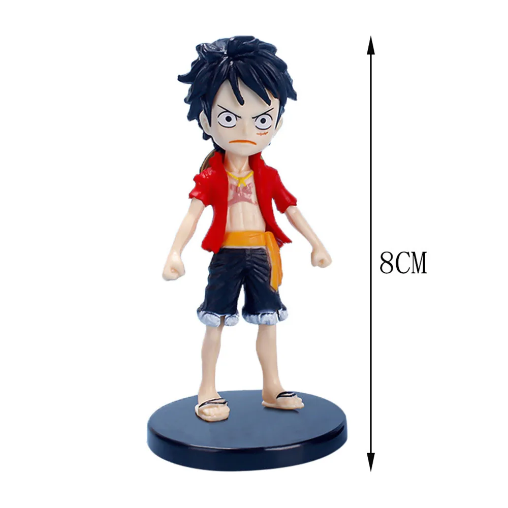 Figur Ruffy Stück 6 stücke 8cm Mini-Spielzeug Anime ein Sanji Boa Hancock Ace Roronoa Zoro Puppe PVC Modell auto Ornament Kinder geschenke