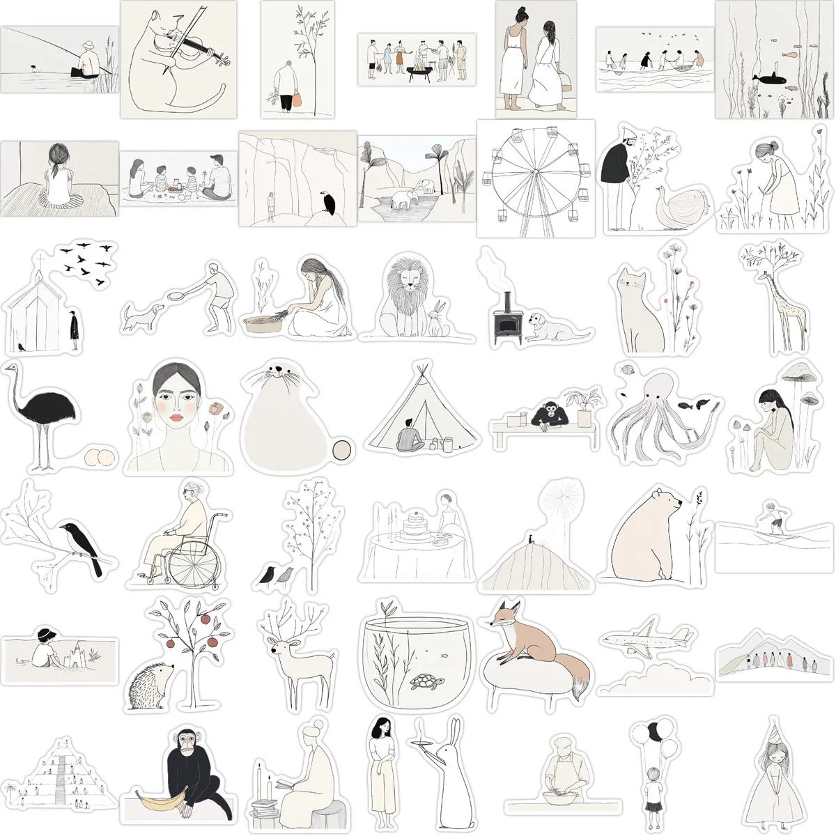 550PCS Cartoon Cool Basic Art Stickers, Computer Phone Cases, Diaries, Skateboards, Guitar Cups, DIY Waterproof Stickers Toys