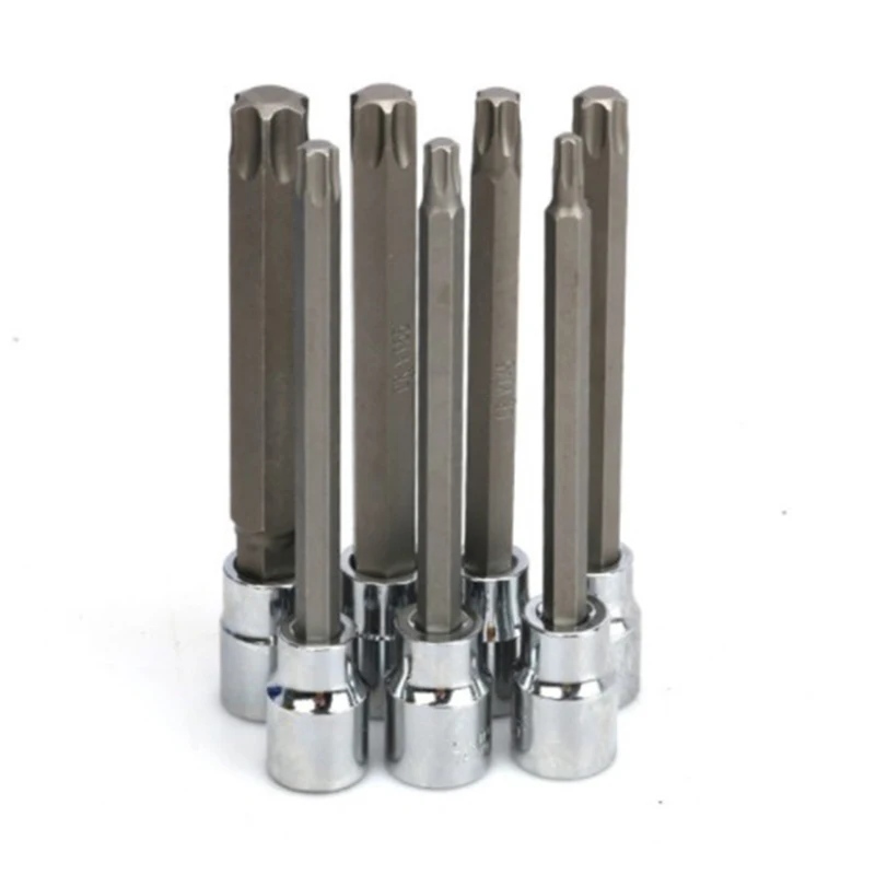 ABSF 7Pcs/Set 3/8 Inch Socket Tool Set Drive Extra Long Torx Star Bit Sockets Set T25 T30 T40 T45 T50 T55 T60 Hand Tools