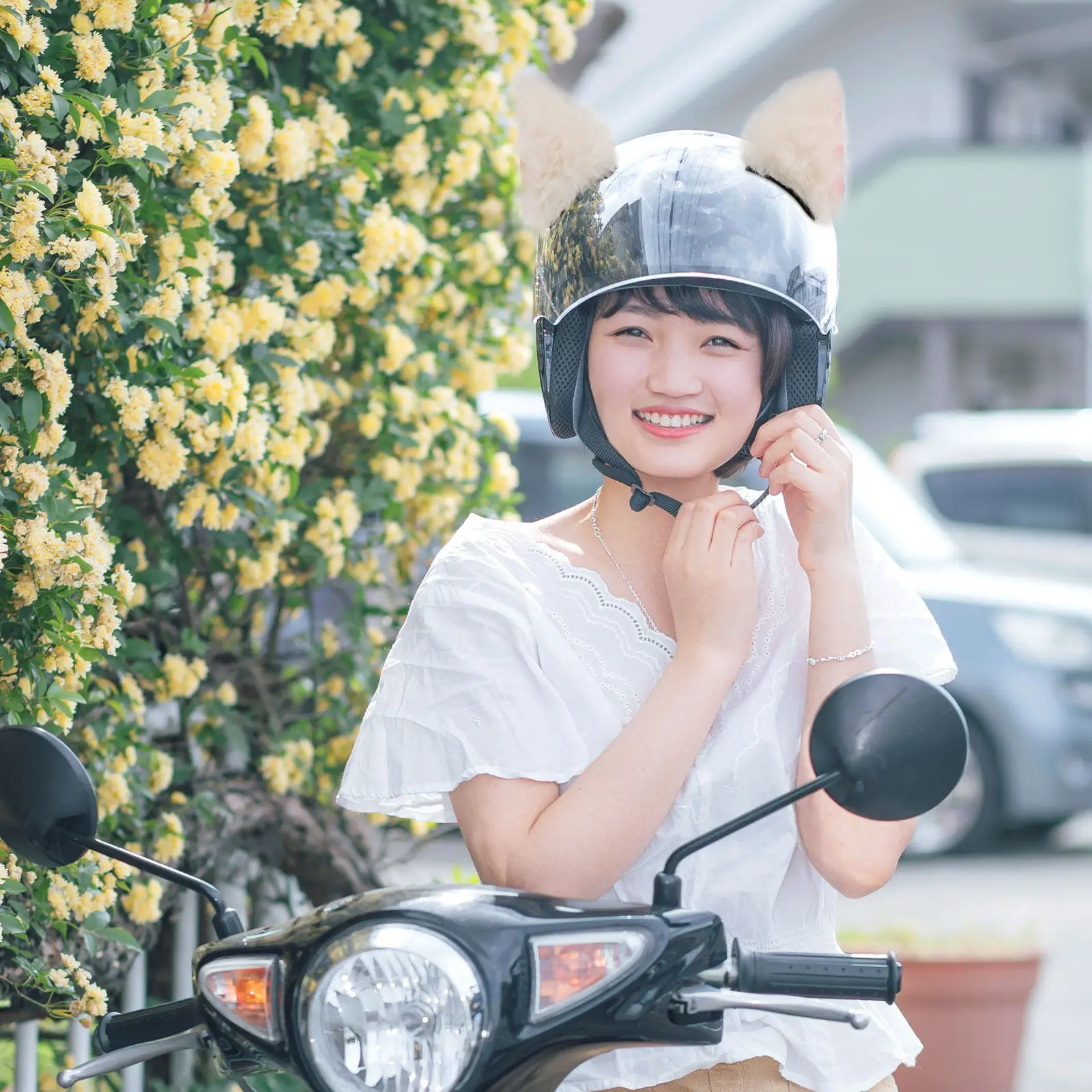 

1Pair Cat Ears Decor Accessories for Motorcycle Bike Motocross Helmets Personalized Lovely Unique Gift Time Saving