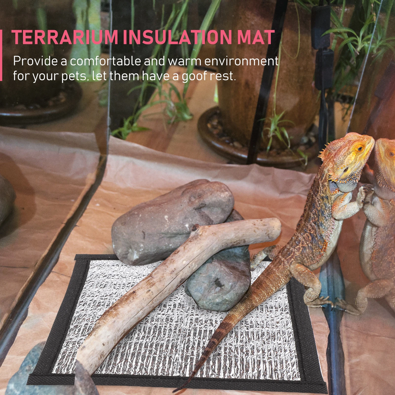 

2pcs Heating Pad For Reptiles Insulation Mat Snakes Lizards Terrarium Heater Reflective Film Pet Warmth Temperature Control