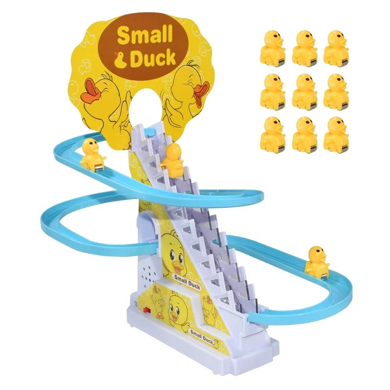 Crianças Duck Pig Escalada Escadas Slide, Trilho elétrico Corrida Track Brinquedos, Música montanha-russa, Brinquedo Interativo Pai-Filho